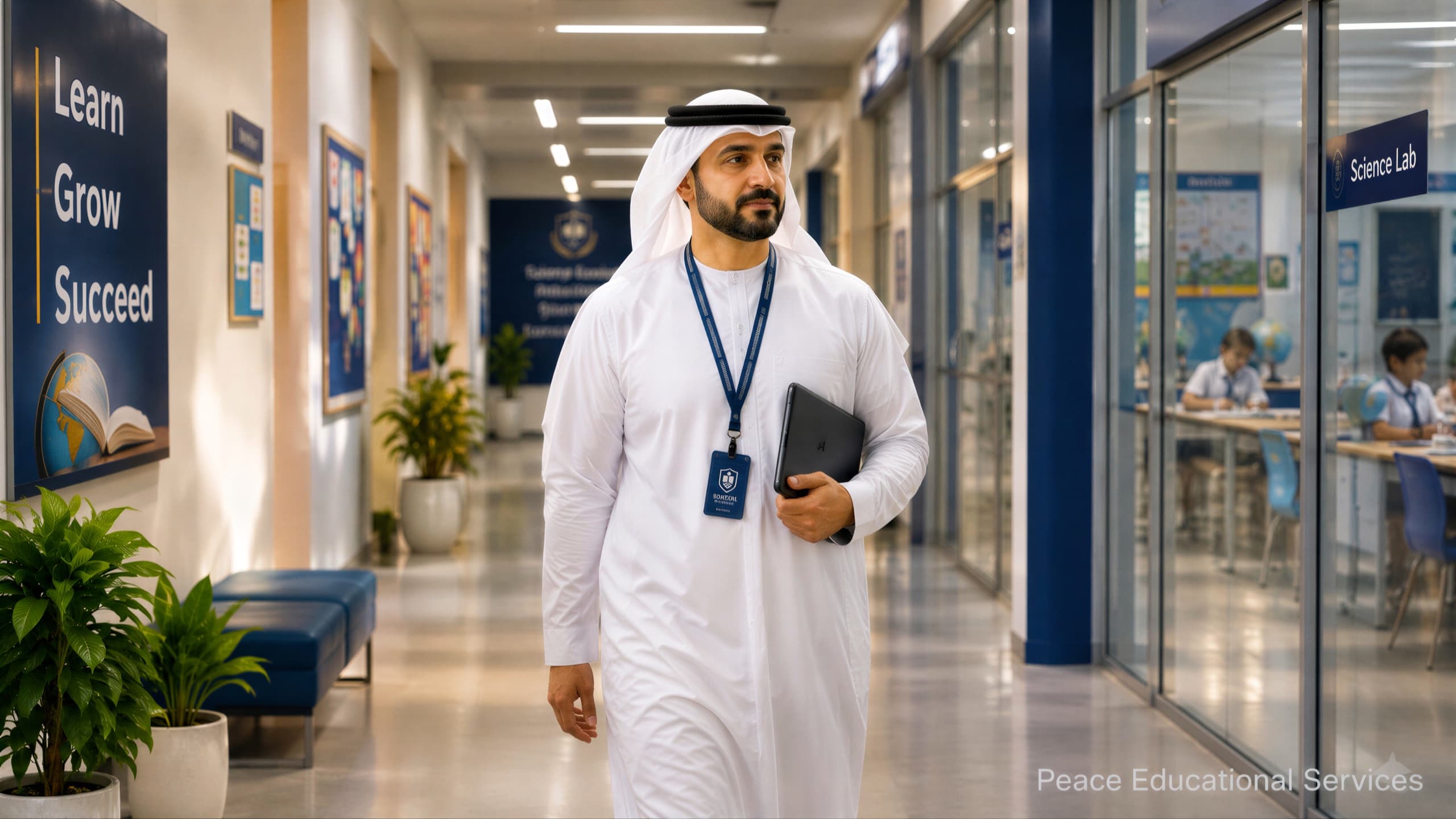A school corridor between lessons