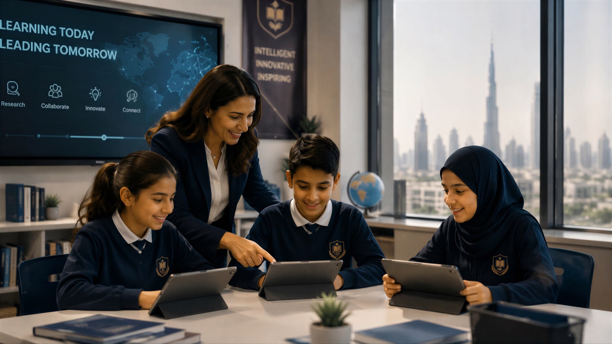 A lesson running on tablets